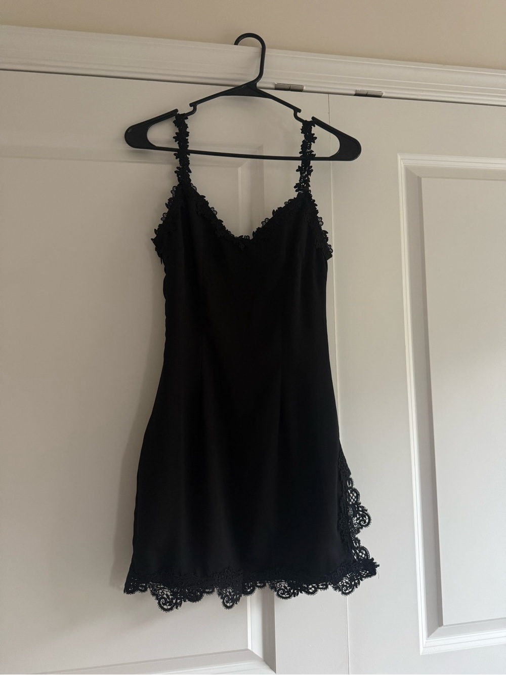 REVOLVE Black Lace-Trim Slip Chemise